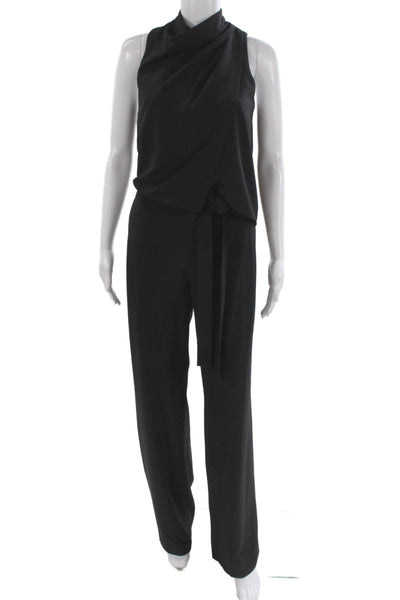 Halston Heritage Womens High Neck Sleeveless Black Jumpsuit Size 0