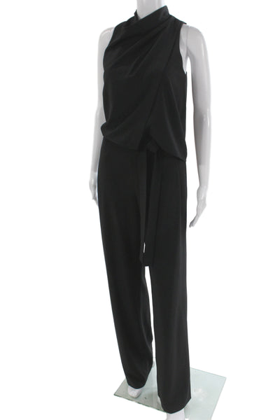 Halston Heritage Womens High Neck Sleeveless Black Jumpsuit Size 0