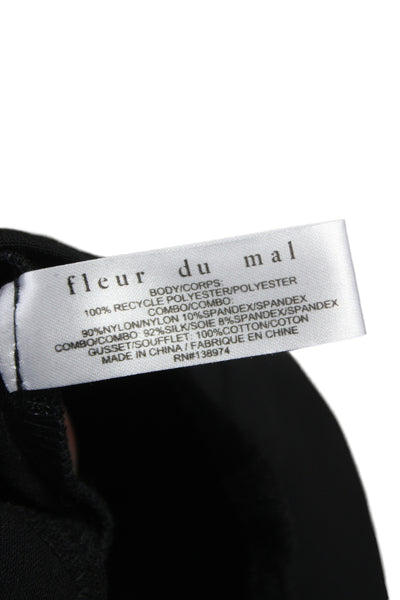 Fleur du Mal Womens Bodysuit Black Long Sleeve Round Neck Solid Size S
