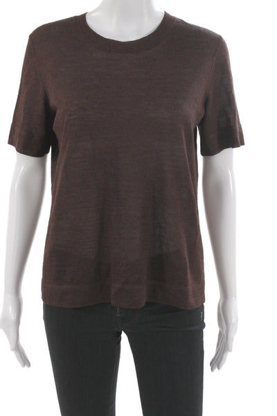 sskein Womens Basic Brown Cotton Crew Neck Short Sleeve T-Shirt Size S
