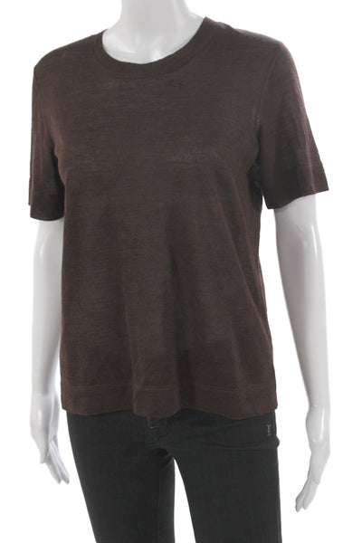 sskein Womens Basic Brown Cotton Crew Neck Short Sleeve T-Shirt Size S