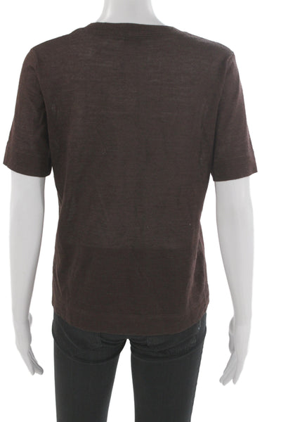 sskein Womens Basic Brown Cotton Crew Neck Short Sleeve T-Shirt Size S