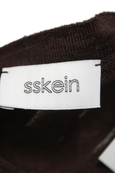sskein Womens Basic Brown Cotton Crew Neck Short Sleeve T-Shirt Size S