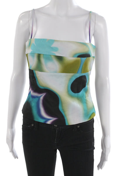 Saturdays NYC Womens Blue Square Neck Graphic Camisole Sleeveless Size 4