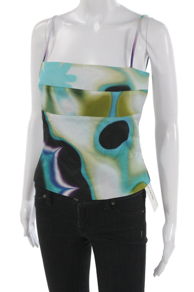 Saturdays NYC Womens Blue Square Neck Graphic Camisole Sleeveless Size 4