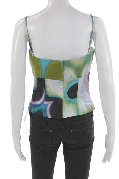 Saturdays NYC Womens Blue Square Neck Graphic Camisole Sleeveless Size 4