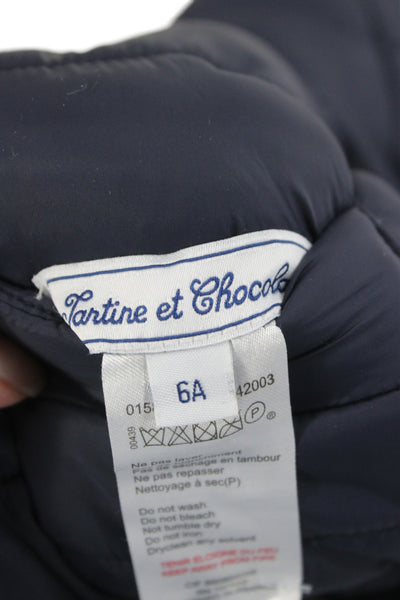 Tartine et Chocolat Boys Front Zip Hooded Reversible Jacket Navy Blue Size 6