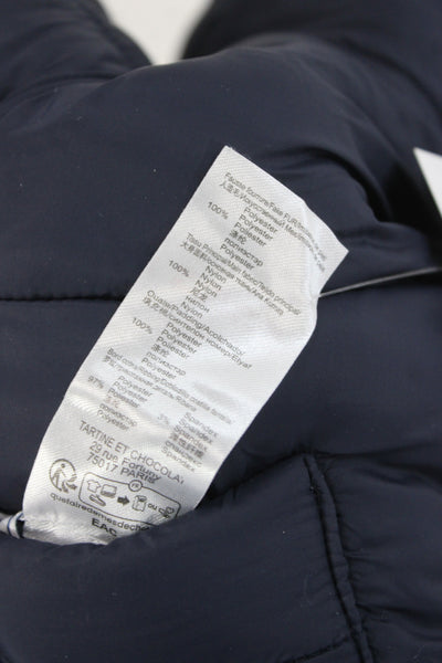 Tartine et Chocolat Boys Front Zip Hooded Reversible Jacket Navy Blue Size 6