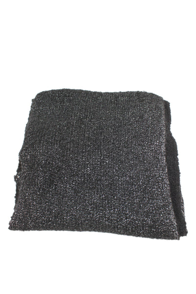 Just Female Womens Metallic Knit Cowl Scarf Black Silver Tone 108"x14"