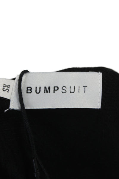 Bump Suit Womens Bodycon Midi Dress Black Long Sleeve Zip Maternity Size XS