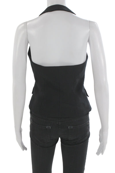 Zara Women Sleeveless V-Neck Vest Black 100% Polyester Classic Size S