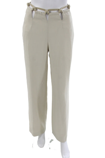 Dion Lee Women Dress Pants Beige Drawstring Polyester Elastane Inseam 29 Size 0