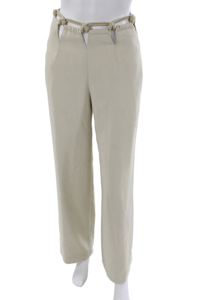 Dion Lee Women Dress Pants Beige Drawstring Polyester Elastane Inseam 29 Size 0