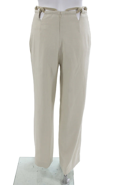 Dion Lee Women Dress Pants Beige Drawstring Polyester Elastane Inseam 29 Size 0