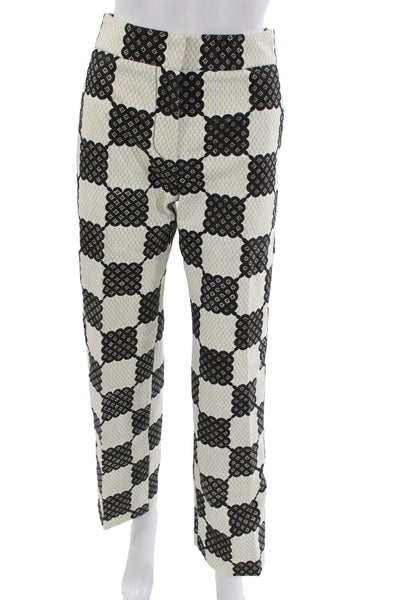 Louis Vuitton Women Beige Check Polyester Cotton Zip Pants Size 34