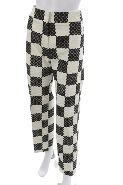 Louis Vuitton Women Beige Check Polyester Cotton Zip Pants Size 34