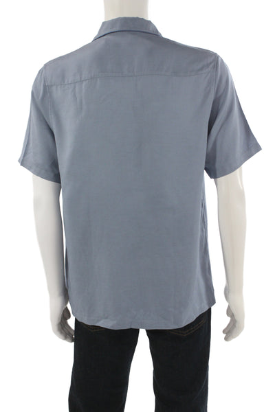 Ksubi Mens Light Blue Short Sleeve Collared Button Up Shirt Solid Size M