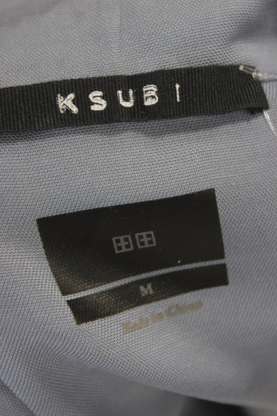 Ksubi Mens Light Blue Short Sleeve Collared Button Up Shirt Solid Size M