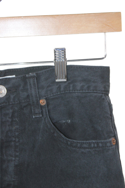 Re/Done Unisex Cropped Straight Black Jeans Button Fly 100% Cotton Size 24