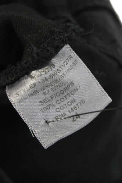 Re/Done Unisex Cropped Straight Black Jeans Button Fly 100% Cotton Size 24