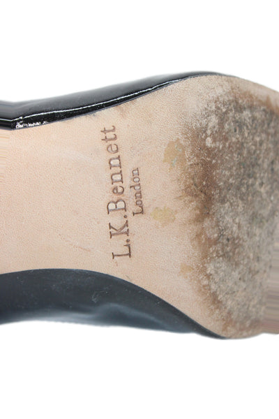 L.K. Bennett Womens Shiny Leather High Heels Pumps Shoes Black Size 10
