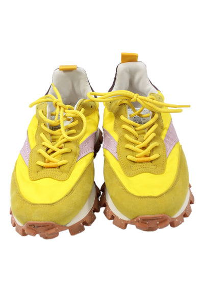 Oncept Womens Suede Lace Up Platform Sneakers Shoes Yellow Combo Size 9