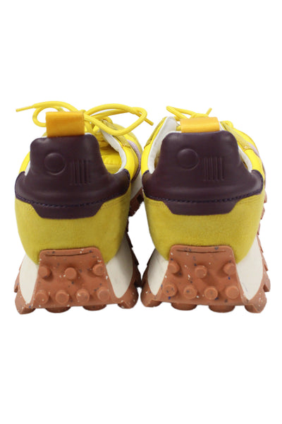 Oncept Womens Suede Lace Up Platform Sneakers Shoes Yellow Combo Size 9