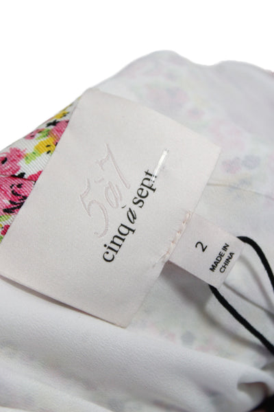 Cinq à Sept Women Maxi Sundress Pink Floral V-Neck Short Sleeve Size 2