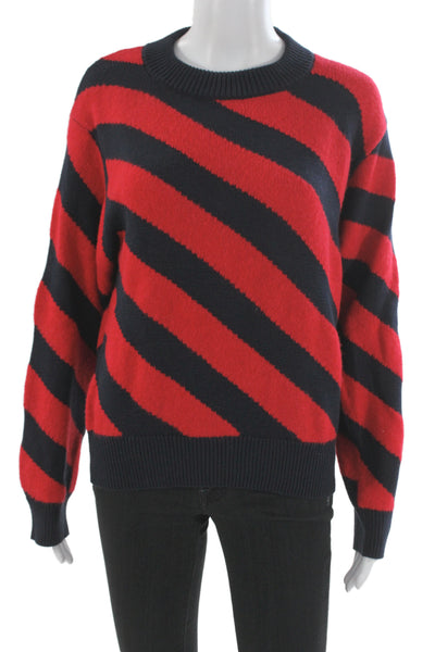 Nation Los Angeles Unisex Pullover Striped Dark Blue Crewneck Size M