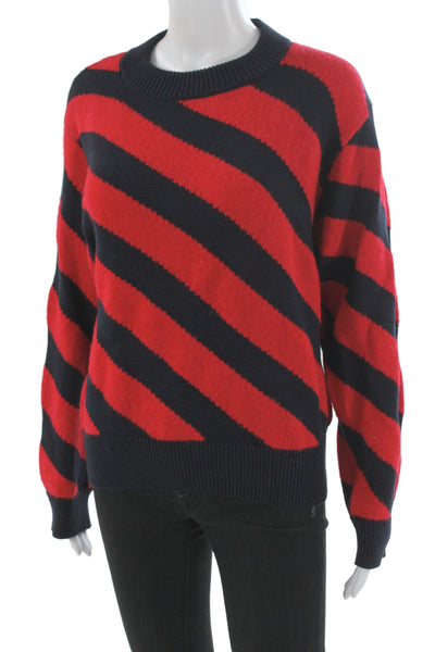 Nation Los Angeles Unisex Pullover Striped Dark Blue Crewneck Size M