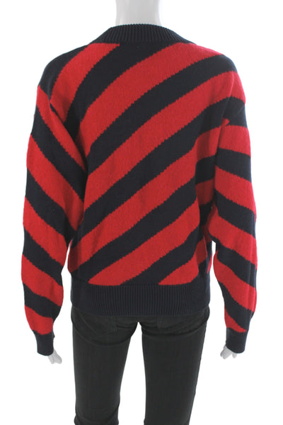 Nation Los Angeles Unisex Pullover Striped Dark Blue Crewneck Size M