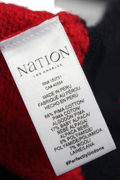 Nation Los Angeles Unisex Pullover Striped Dark Blue Crewneck Size M