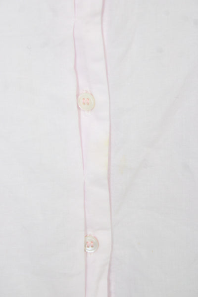 Xirena Womens Basic Button-Up Cotton Collared Short Sleeve Pink Size M