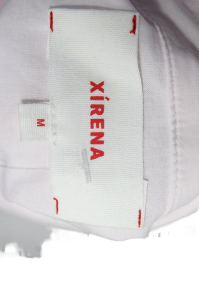 Xirena Womens Basic Button-Up Cotton Collared Short Sleeve Pink Size M