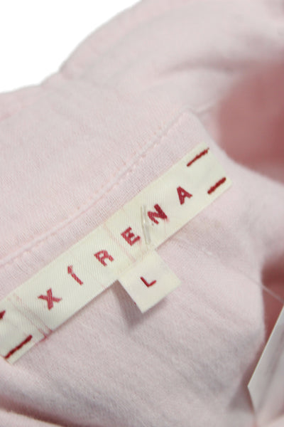 Xirena Women Basic Collared Long Sleeve Button Up Pink Cotton Blend Top Size L