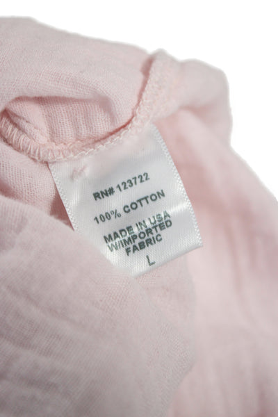 Xirena Women Basic Collared Long Sleeve Button Up Pink Cotton Blend Top Size L