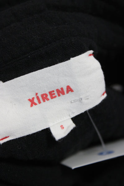 Xirena Womens Basic Button-Up Blouse Black Cotton Collared Long Sleeve Size S