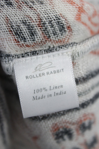 Roller Rabbit Women Kaftan White Linen V-Neck Floral Size One Size