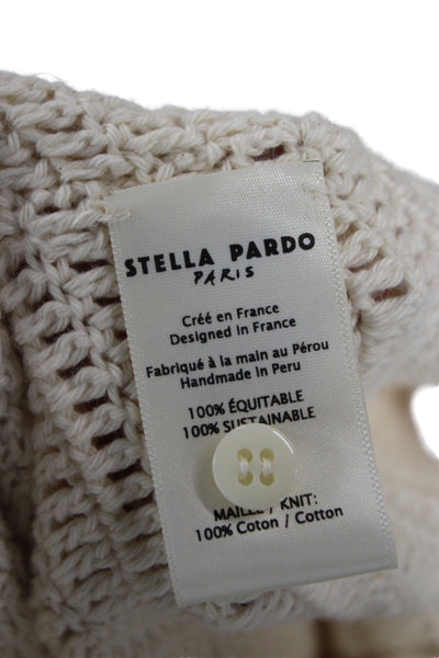 Stella Pardo Women Sweater Dress V-Neck Knee Length Short Sleeve Beige Size S