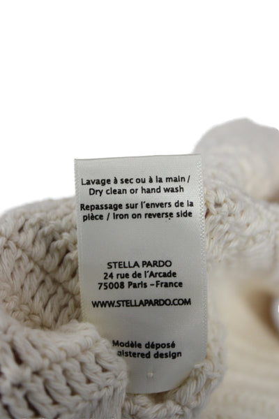 Stella Pardo Women Sweater Dress V-Neck Knee Length Short Sleeve Beige Size S