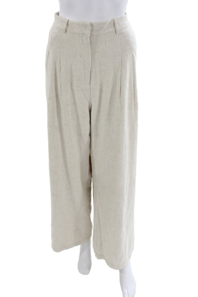 Lulus Women Beige Dress Pants Hook & Eye Solid Beach Size XL