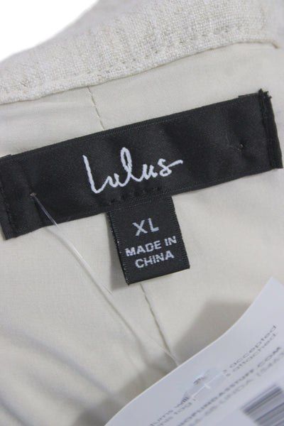 Lulus Women Beige Dress Pants Hook & Eye Solid Beach Size XL