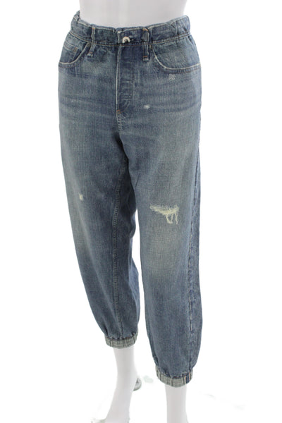 Rag & Bone Womens Cropped Boyfriend Blue Cotton Jeans Size L