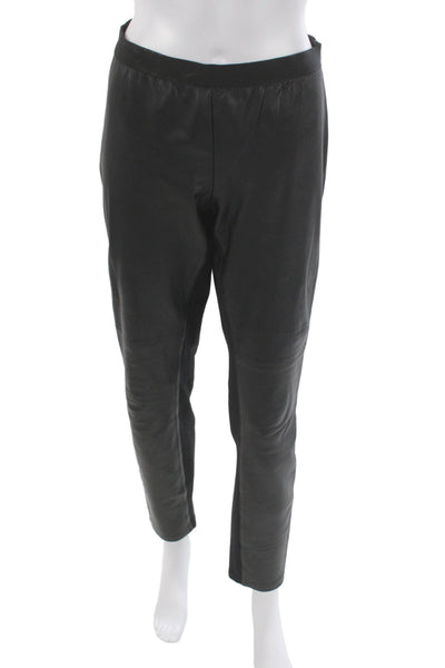 Eileen Fisher Unisex Ankle Dress Pants Leather Black Size M