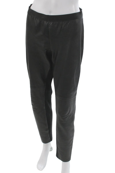 Eileen Fisher Unisex Ankle Dress Pants Leather Black Size M