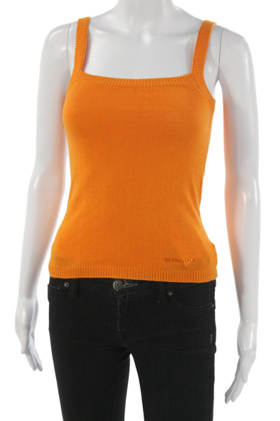 Imnot Knitwear Women Camisole Square Neck Orange Sleeveless Size S