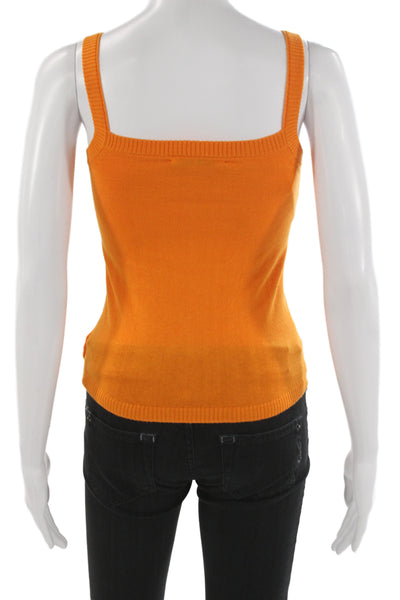 Imnot Knitwear Women Camisole Square Neck Orange Sleeveless Size S