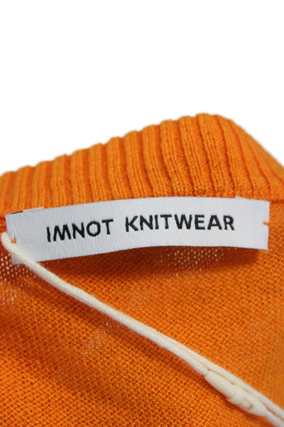 Imnot Knitwear Women Camisole Square Neck Orange Sleeveless Size S