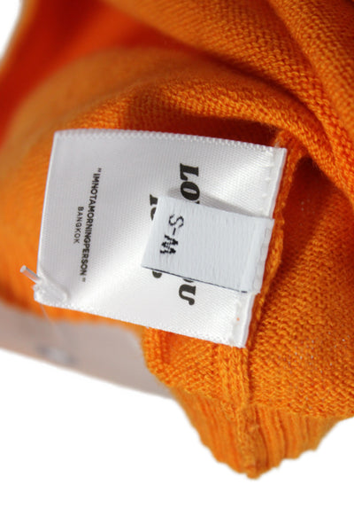 Imnot Knitwear Women Camisole Square Neck Orange Sleeveless Size S