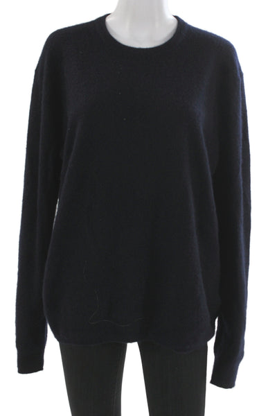 Vince Unisex Cashmere Pullover Sweater Dark Blue Crew Neck Long Sleeve Size M